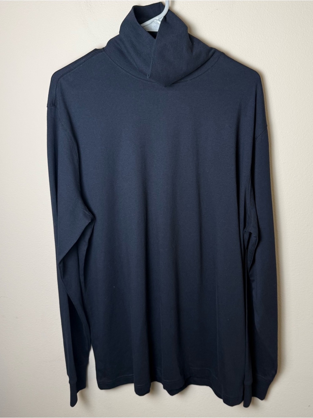 Lands End Super-T Turtleneck Shirt Men Large 42-44 Black Preppy Layering Classic